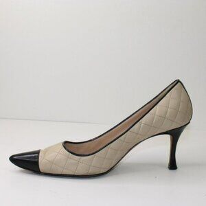 Manolo Blahnik Beige Quilted Heel Shoes (EU 38 / 7.5 US)